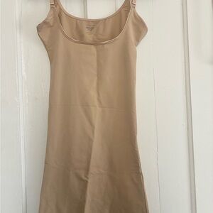 Tan Sleeveless Slip Dress